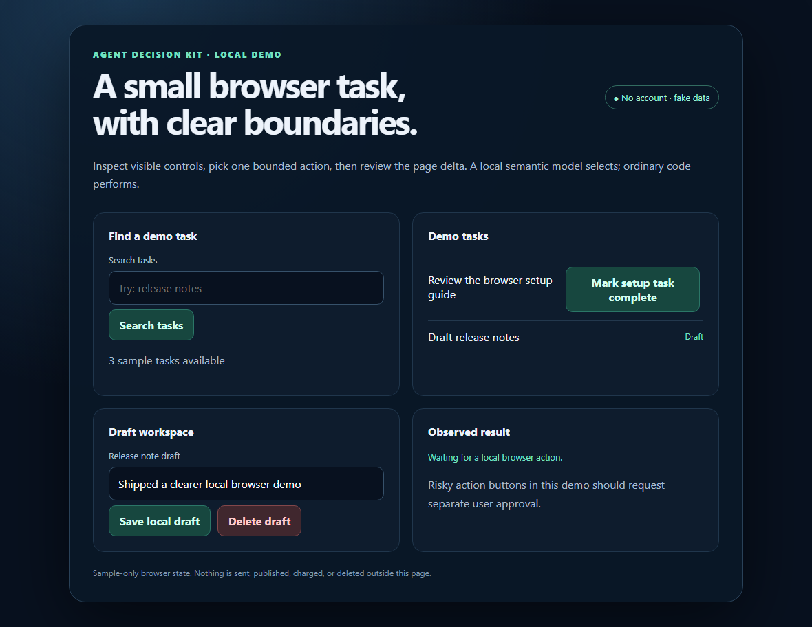 Playwright screenshot of the local fake-data browser demo page
